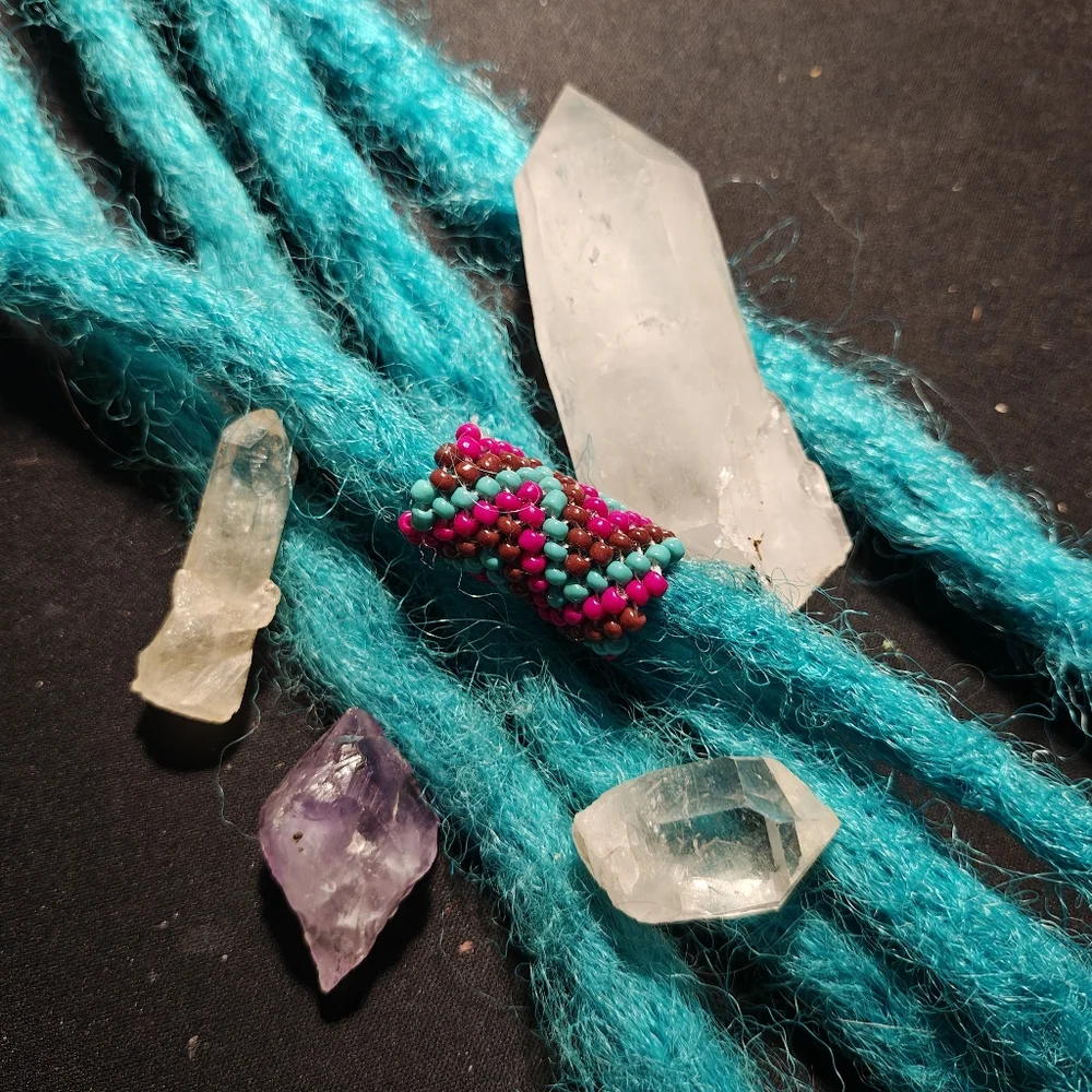Dreadlock Bead Handmade Pink Blue Zigzag Seed Bead Hair Jewelry Peyote Loc Charm